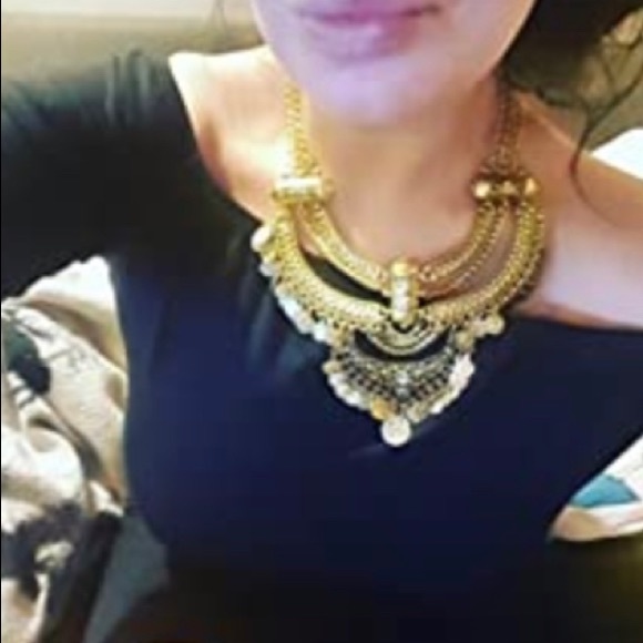 [SILVER] Exotic Bib Coin Necklace+Earring Set - Picture 9 of 11